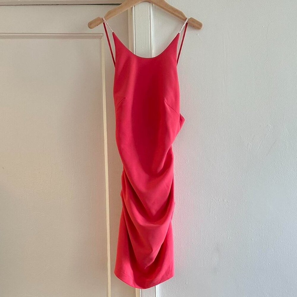 Nicole Miller Collection Hot Pink Cocktail Dress with Beaded Straps